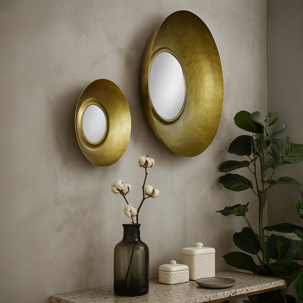 Μεταλλικός καθρέπτης - Brass antique 90x14x90 εκ. | Ojo