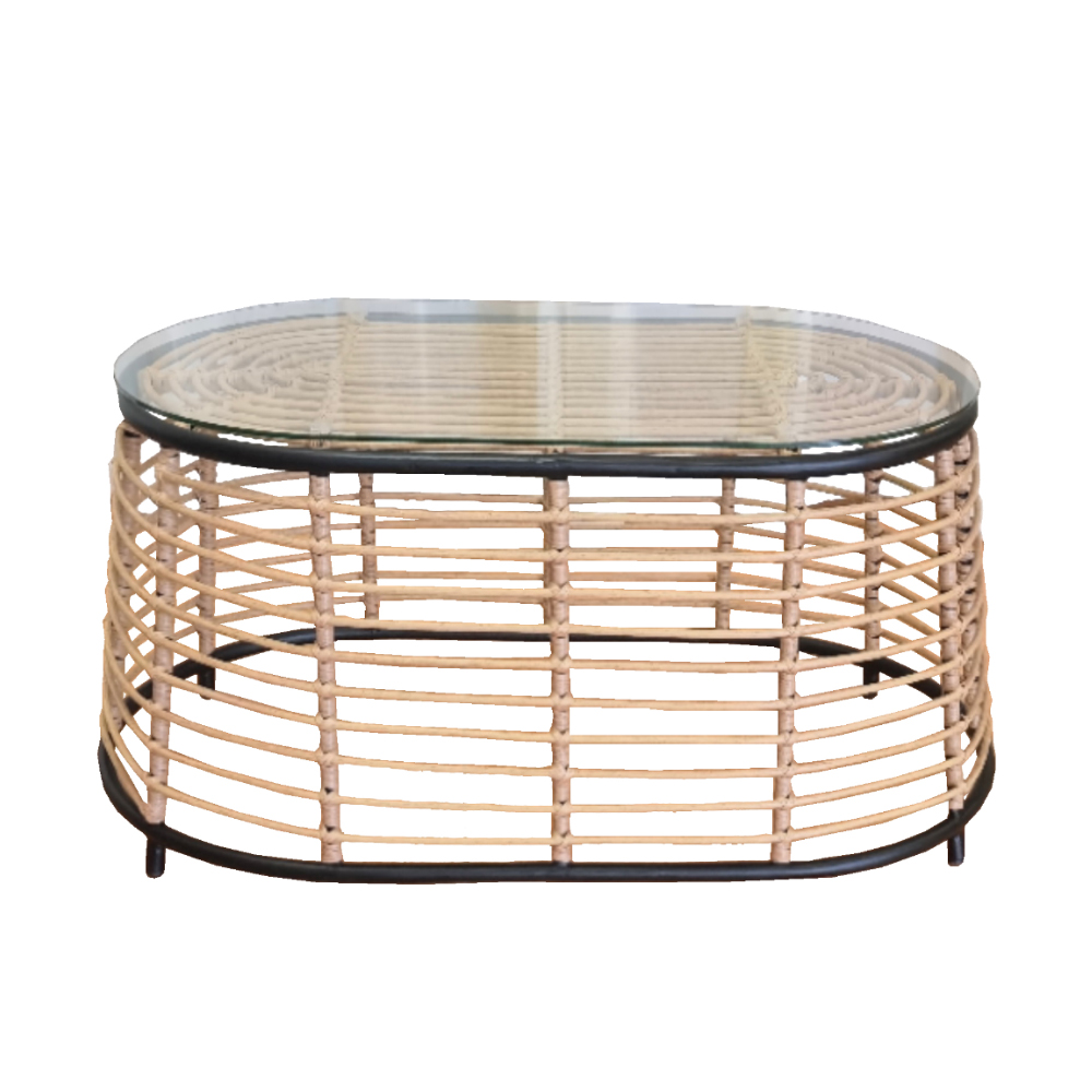 LOOM COFFEE TABLE ΦΥΣΙΚΟ ΜΑΥΡΟ 95x55x45cm