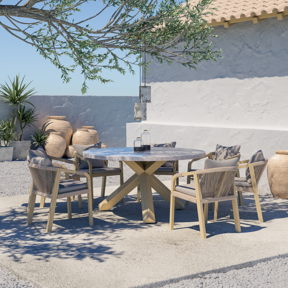 TERRAZZO ΤΡΑΠΕΖΙ TERRAZZO 150x150x76.3cm