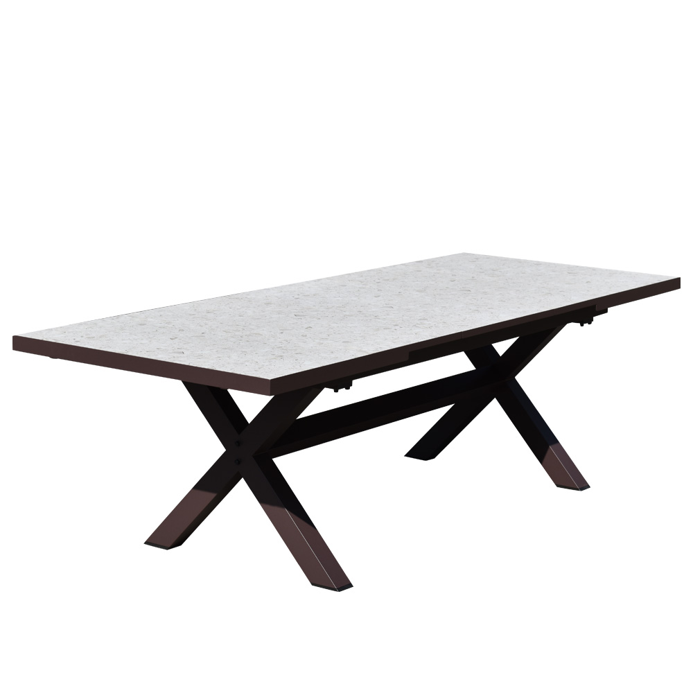 SORPRESA ΤΡΑΠΕΖΙ ΕΠΕΚΤΕΙΝΟΜΕΝΟ-Η TERRAZZO ΚΑΦΕ ΣΚΟΥΡΟ 202x101x77cm