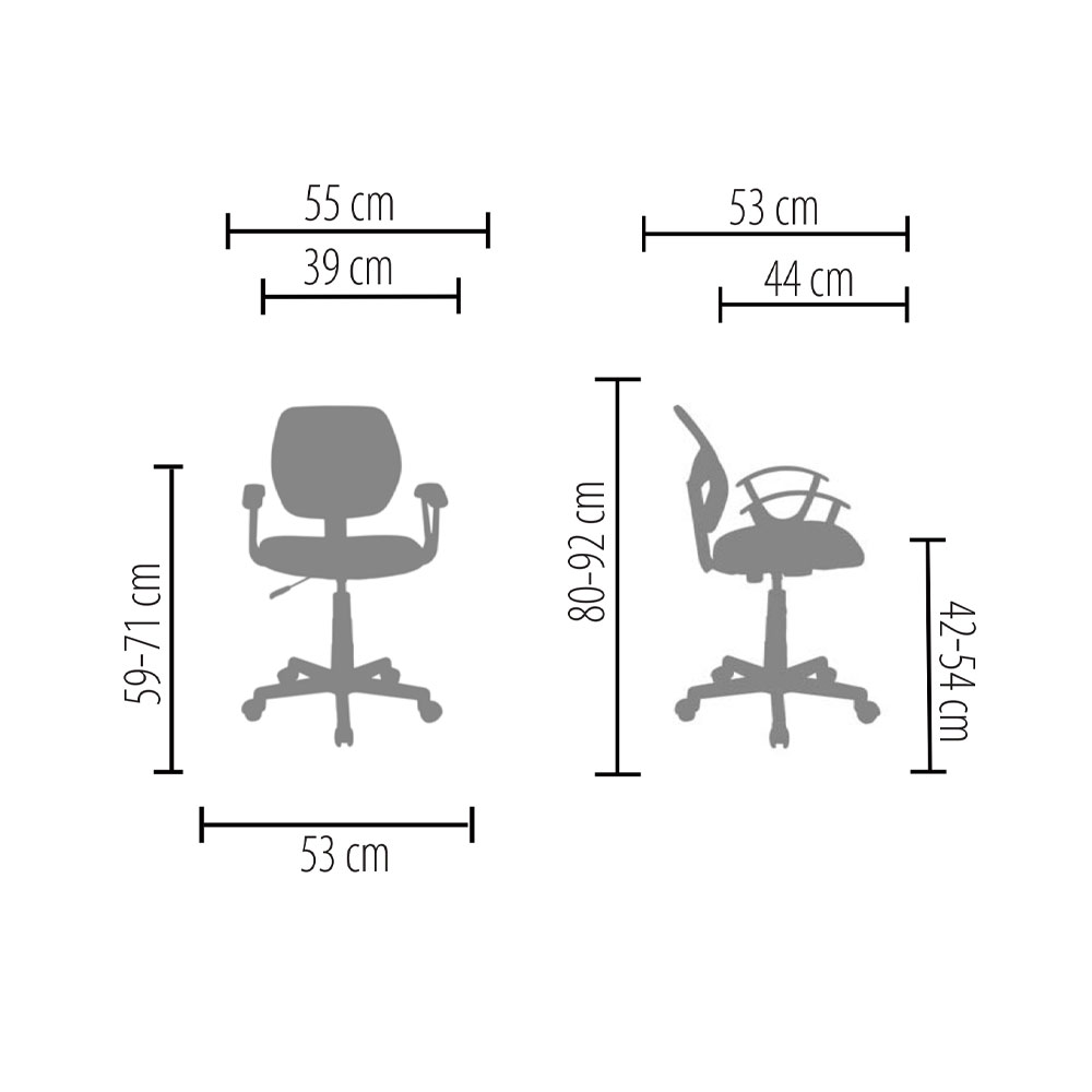 STRIPES ΚΑΡΕΚΛΑ ΓΡΑΦΕΙΟΥ ΜΑΥΡΟ ΜΑΥΡΟ 55x53x92cm