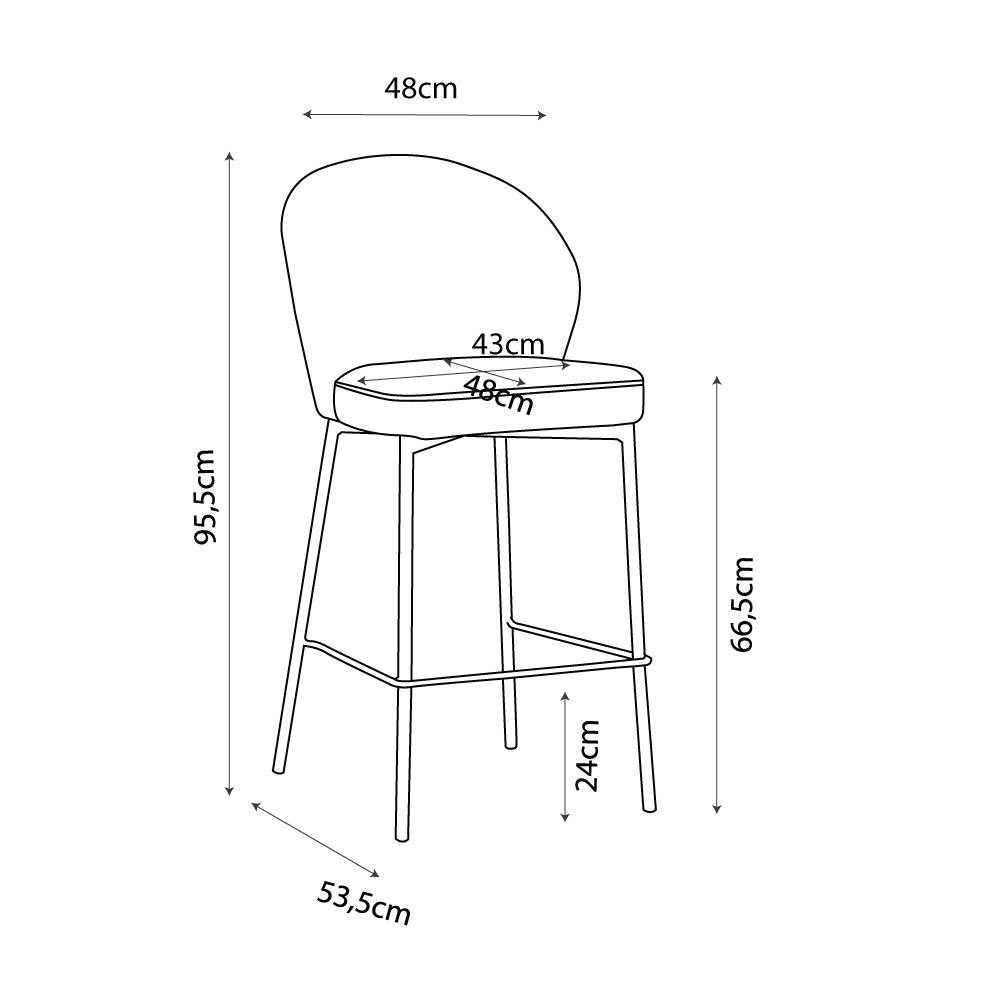 LUNE ΣΚΑΜΠΟ BAR ΛΕΥΚΟ 48x53.5x95.5cm