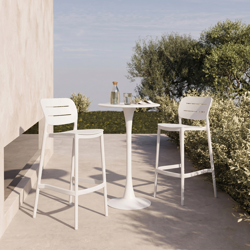 Σκαμπό bar κήπου - Λευκό 50x48.5x103.5 εκ. | Zurich