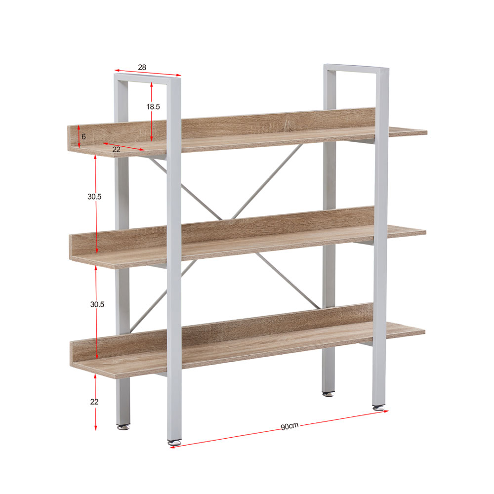 HORIZON ΒΙΒΛΙΟΘΗΚΗ 3ΡΑΦΙΑ SONOMA ΜΑΥΡΟ 120x28x106cm