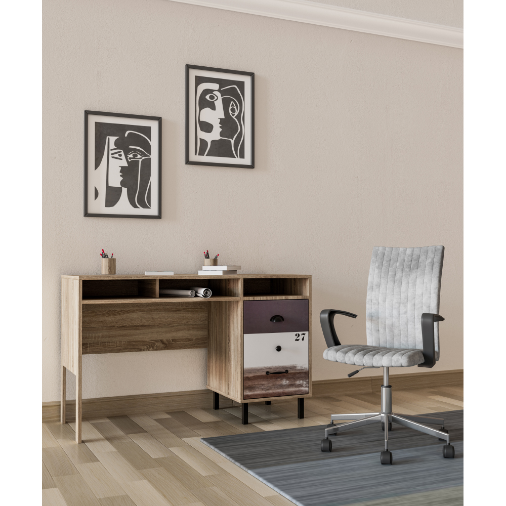 NUMBER ΓΡΑΦΕΙΟ 1ΠΟΡΤΑ SONOMA ΛΕΥΚΟ ΓΚΡΙ 120x48x75cm