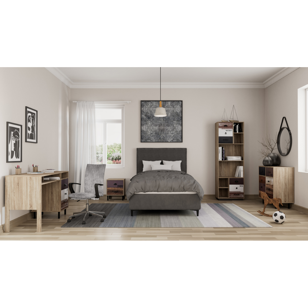 NUMBER ΓΡΑΦΕΙΟ 1ΠΟΡΤΑ SONOMA ΛΕΥΚΟ ΓΚΡΙ 120x48x75cm