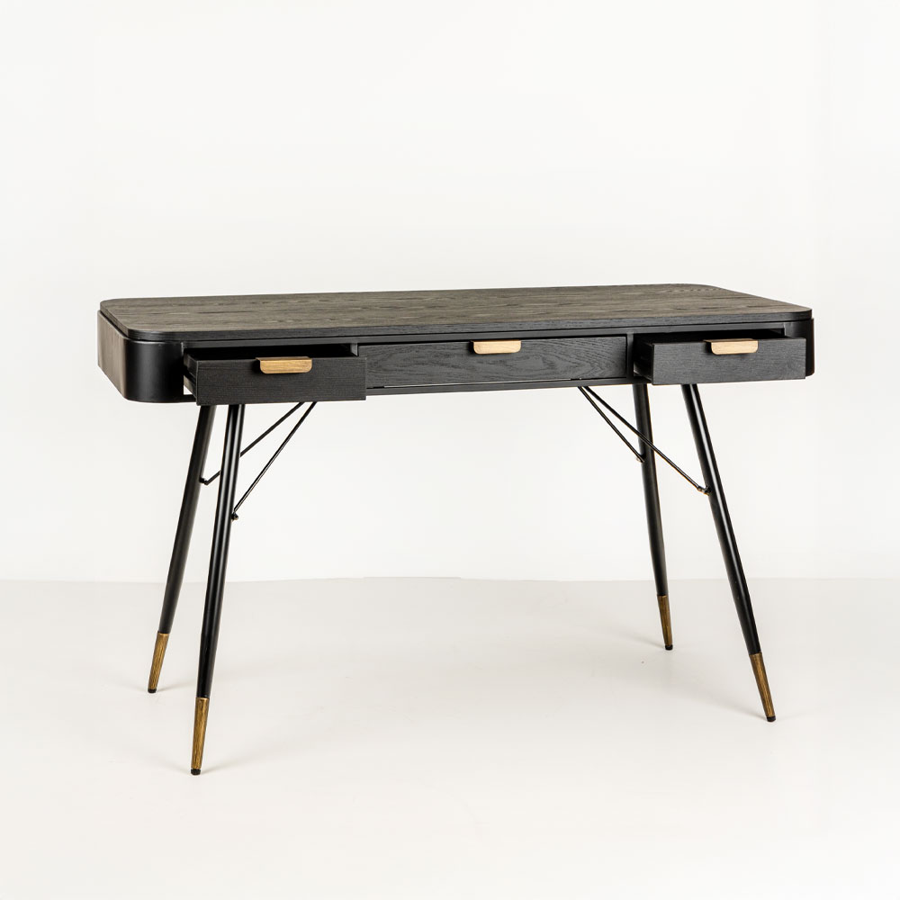 COLOMBO ΓΡΑΦΕΙΟ ΜΑΥΡΟ ΧΡΥΣΟ 130x62x78