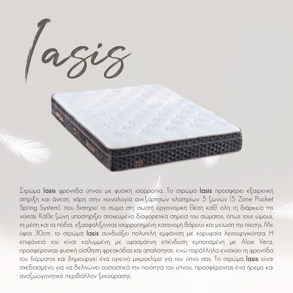 IASIS ΣΤΡΩΜΑ 90x200cm ΛΕΥΚΟ ΑΝΘΡΑΚΙ 200x90x30