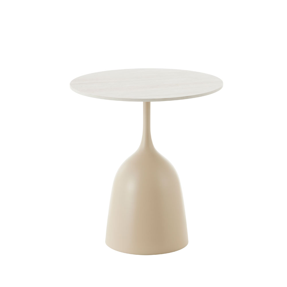 EARTH COFFEE TABLE BEIGE ΜΕ ΟΨΗ ΜΑΡΜΑΡΟΥ 50x50x54.5cm