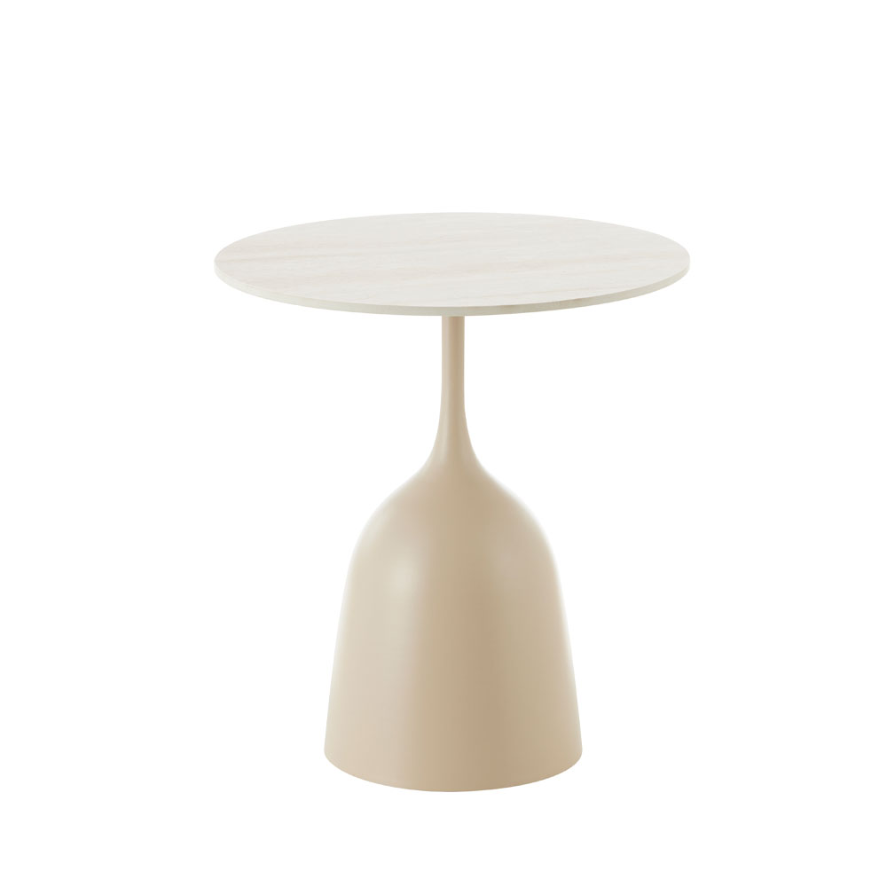 EARTH COFFEE TABLE ΛΕΥΚΟ ΜΕ ΟΨΗ ΜΑΡΜΑΡΟΥ BEIGE 50x50x54.5cm