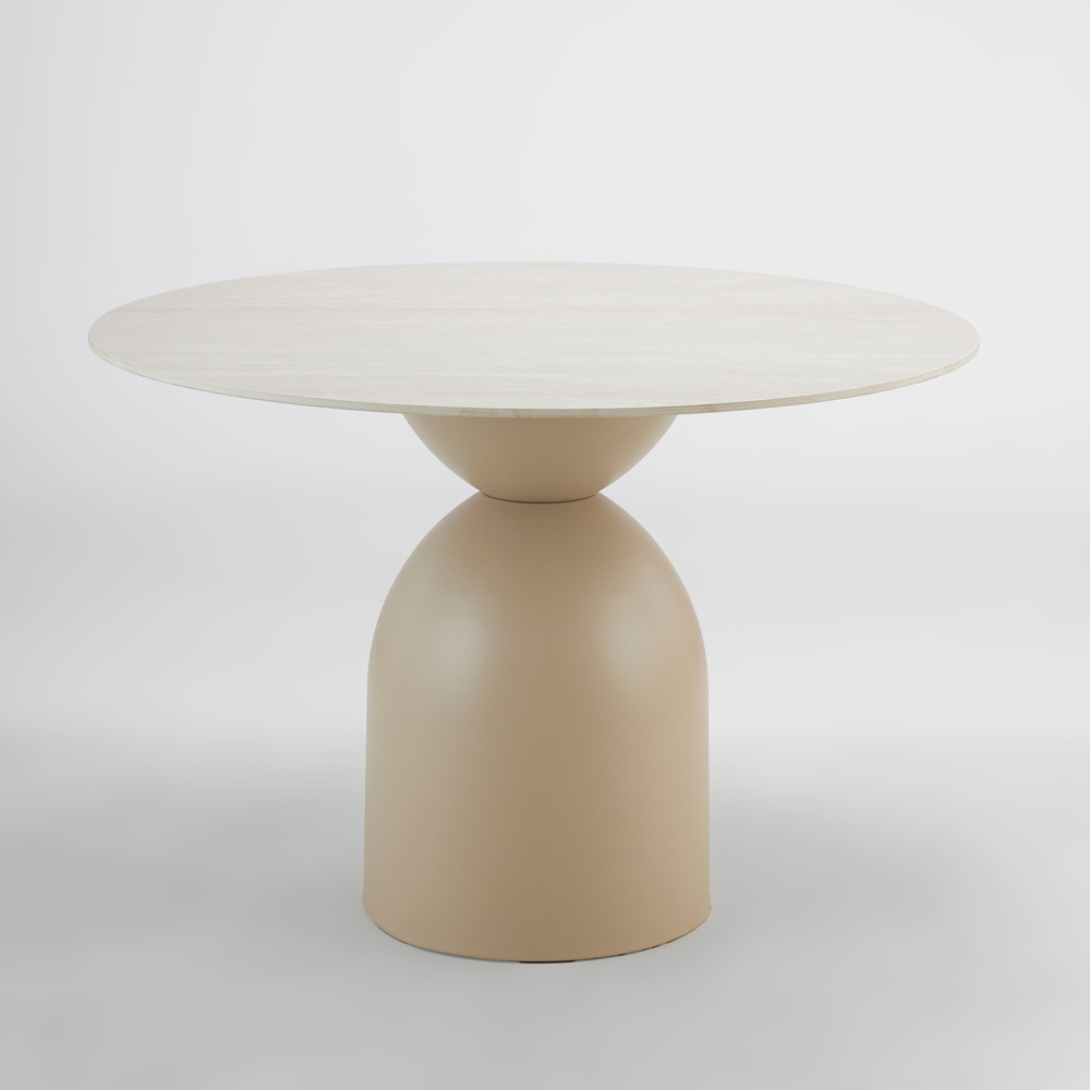 EARTH ΤΡΑΠΕΖΙ BEIGE ΜΕ ΟΨΗ ΜΑΡΜΑΡΟΥ 110x110x75cm