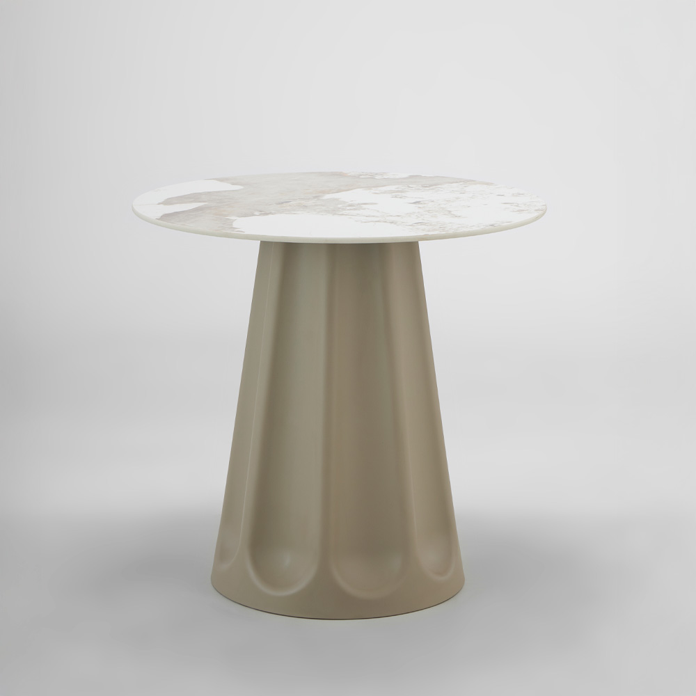 VELLUM ΤΡΑΠΕΖΙ BEIGE ΜΕ ΟΨΗ ΜΑΡΜΑΡΟΥ 80x80x76.5cm