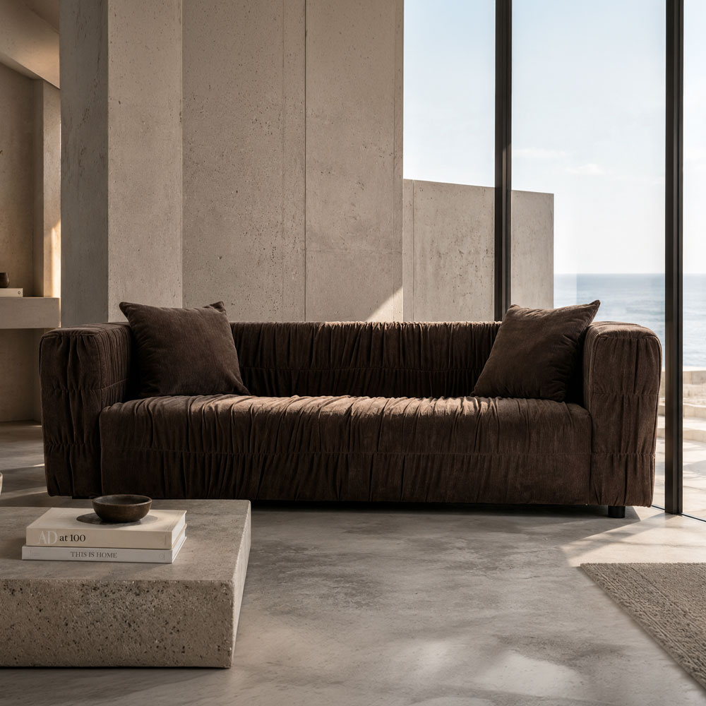 Sofa 3-Sitzer - Braun 228x97x70 cm | Plisse