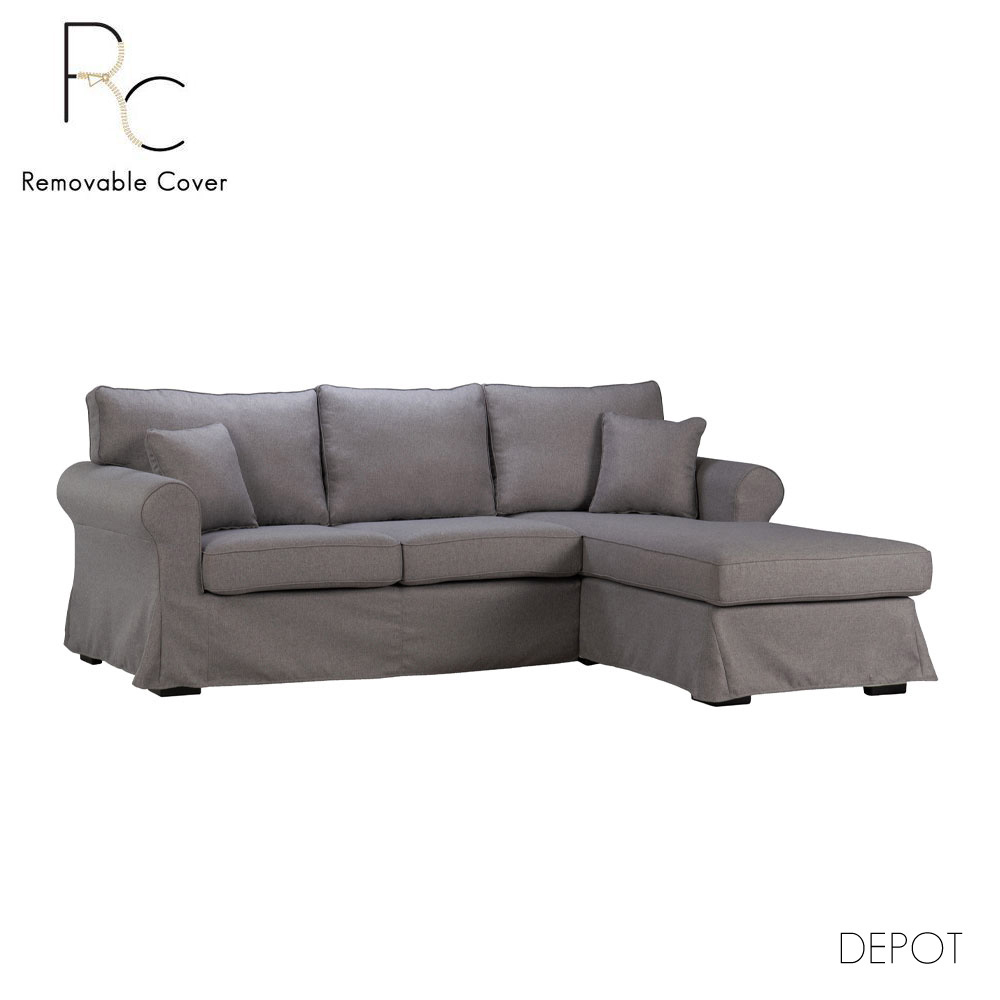 ASHLEY ΚΑΝΑΠΕΣ ΓΩΝΙΑ ΔΕΞΙΑ ΜΕ ΑΠΟΣΥΡΟΜΕΝΟ ΓΚΡΙ 236x171x91