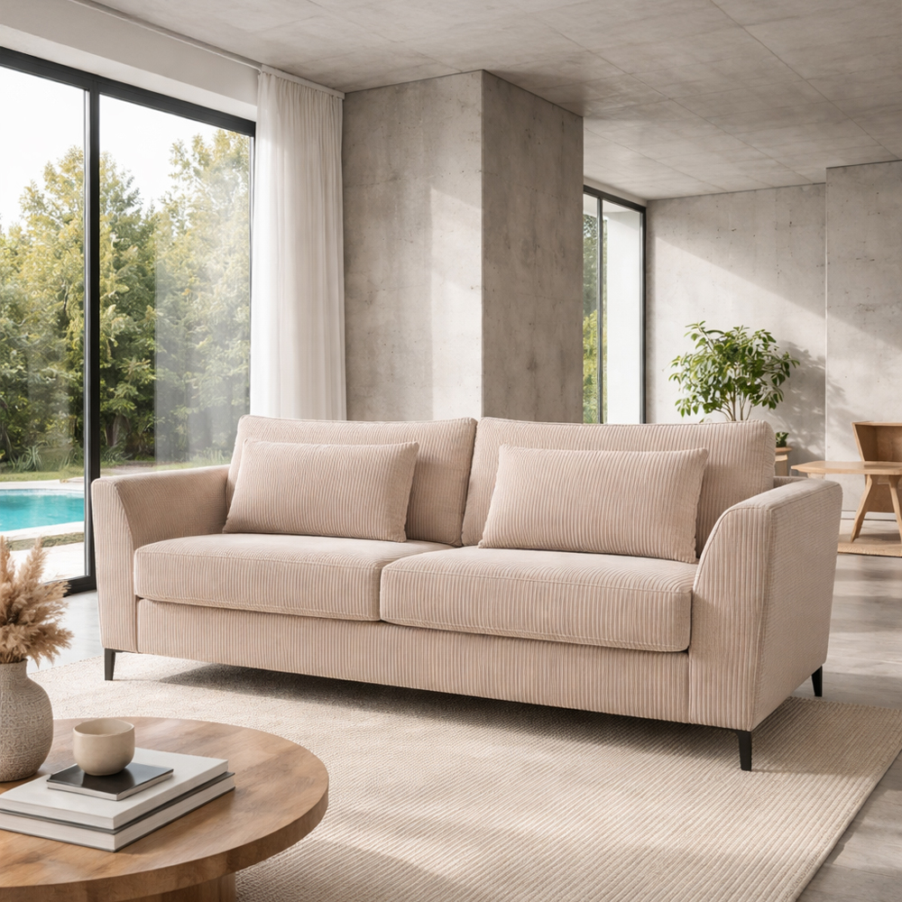 Τριθέσιος καναπές κρεβάτι - Μπεζ Lincoln 03 208x94x92 εκ. | Cocoon