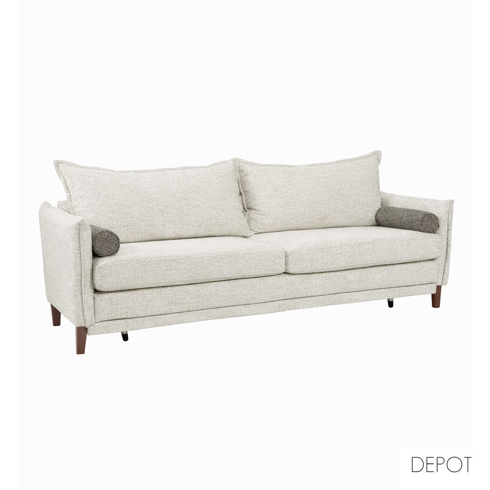 COMMODO ΚΑΝΑΠΕΣ ΚΡΕΒΑΤΙ 3ΘΕΣΙΟΣ OFF WHITE NEVE 02 ΚΑΦΕ NEVE 16 230x81x88cm